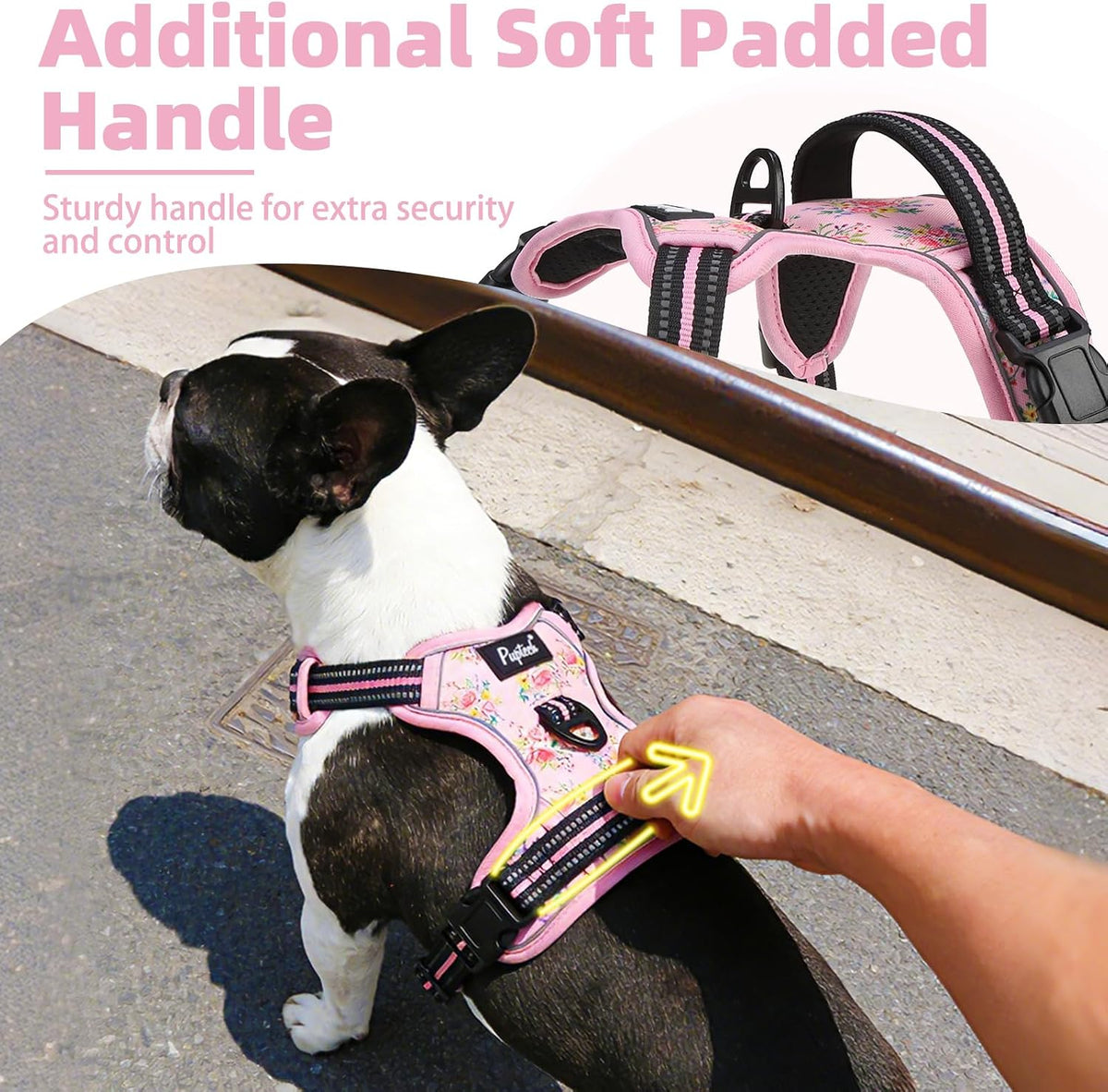 PUPTECK No Pull Halloween Dog Harness for Large - Pink Floral / Large / Harness Only - image 3