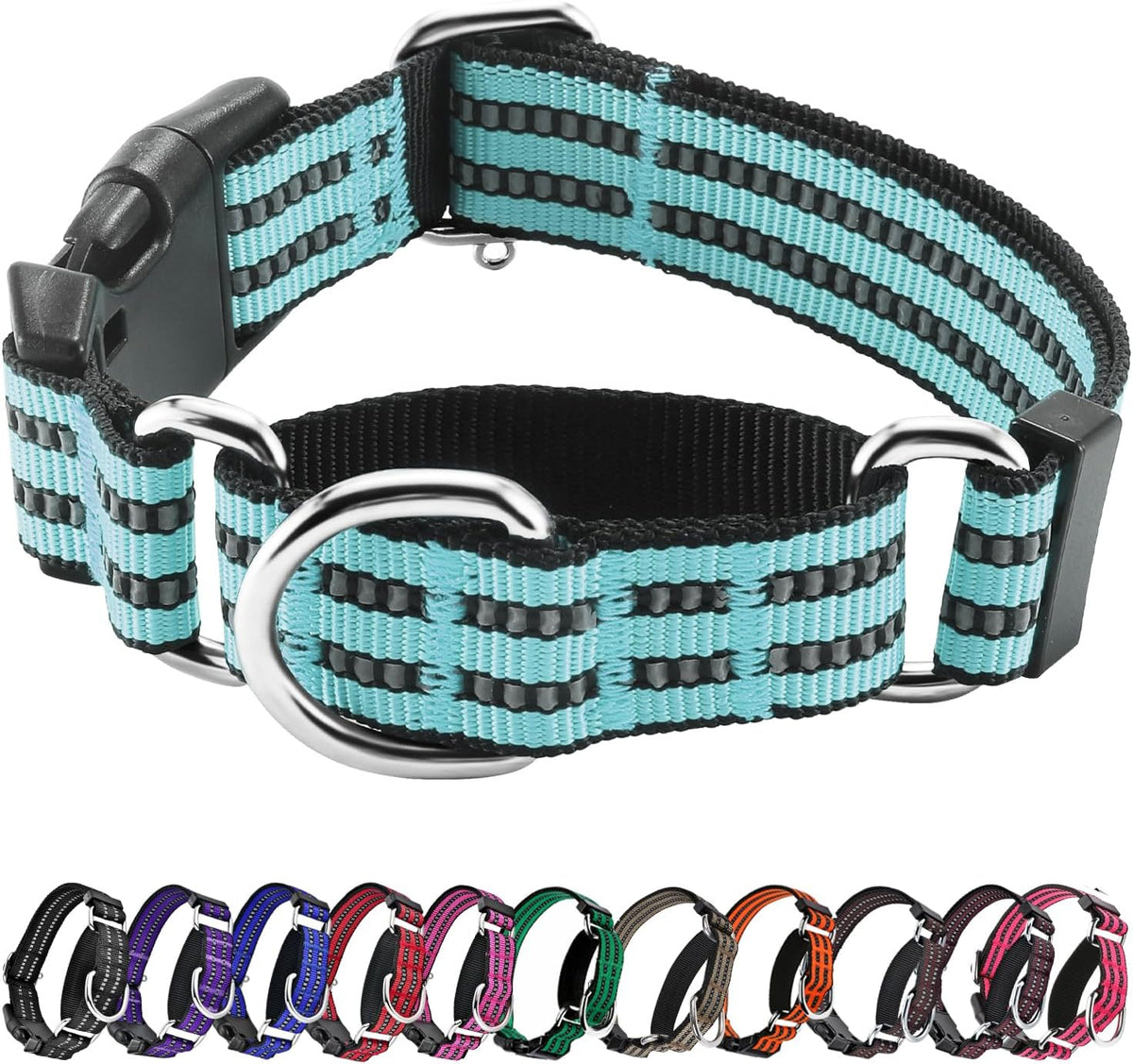 Martingale Collar for Dogs, Reflective Escape Proof, M - Sky Blue / Medium