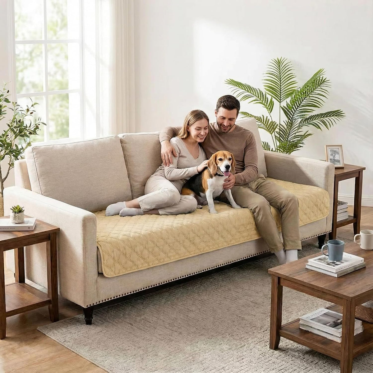 FunFurry Waterproof Dog Blanket, Couch Cover for Dogs Washable - 30 X 53 Inch - 1 Pack / Dark＆light Beige - image 3