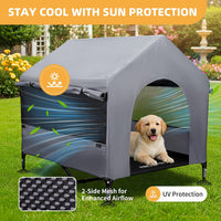 Dog House, 42” Large Dog Houses Outdoor Indoor Elevated Dog Cot Bed – Essentials for Dogs - 42 INCH Grey - image 2