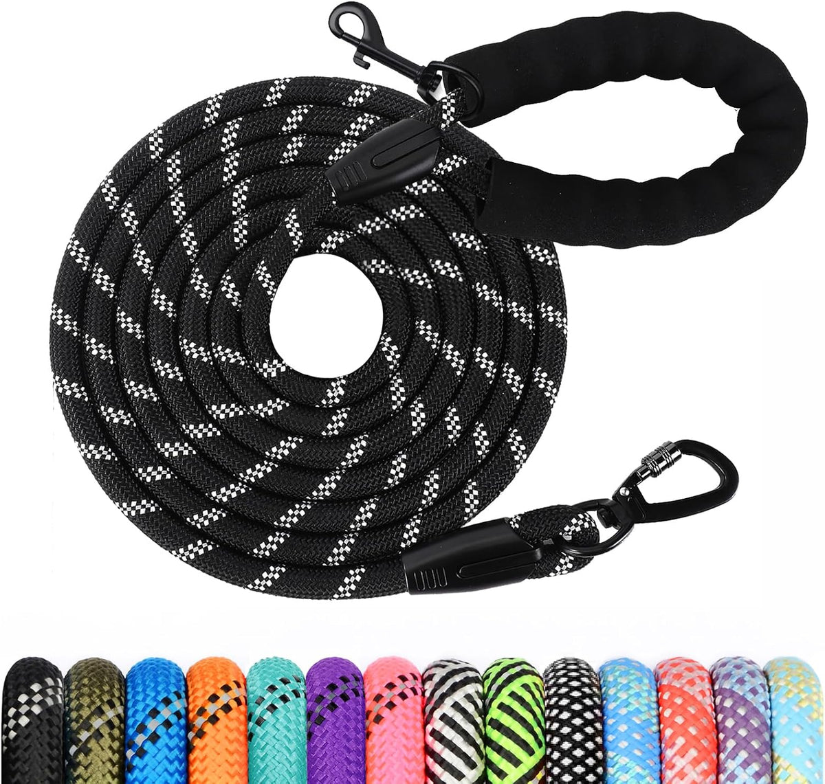 Long Leash for Dog Training 6FT/ 10FT/ 15FT/ 30FT/ 50FT/ 100FT - Black / 50FT* 1/3"