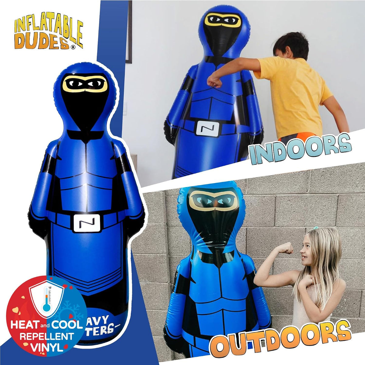 Inflatable Dudes kids punching bag bop bag, 47 inch, with sand-filled base in a ninja design - view 26