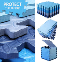 16 Tiles Foam Play Mat, Soft & Safe EVA Foam Mats for Floor - Dark Blue/Gray Blue/Light Blue/Blue - image 3