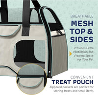 Katziela Pet Carrier - Airline Compliant Dog Carrier - TSA Approved Pet Carrier for Small Dogs and Cats - Soft FAA Travel Airplane Dog Carrier Luggage (Grey/Brown-Pro)