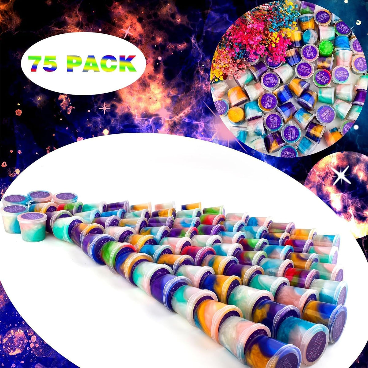 4 Pack Galaxy Slime Kit, Party Favors for Kids, Non Sticky, Wet - Galaxy 75 Pack - image 2