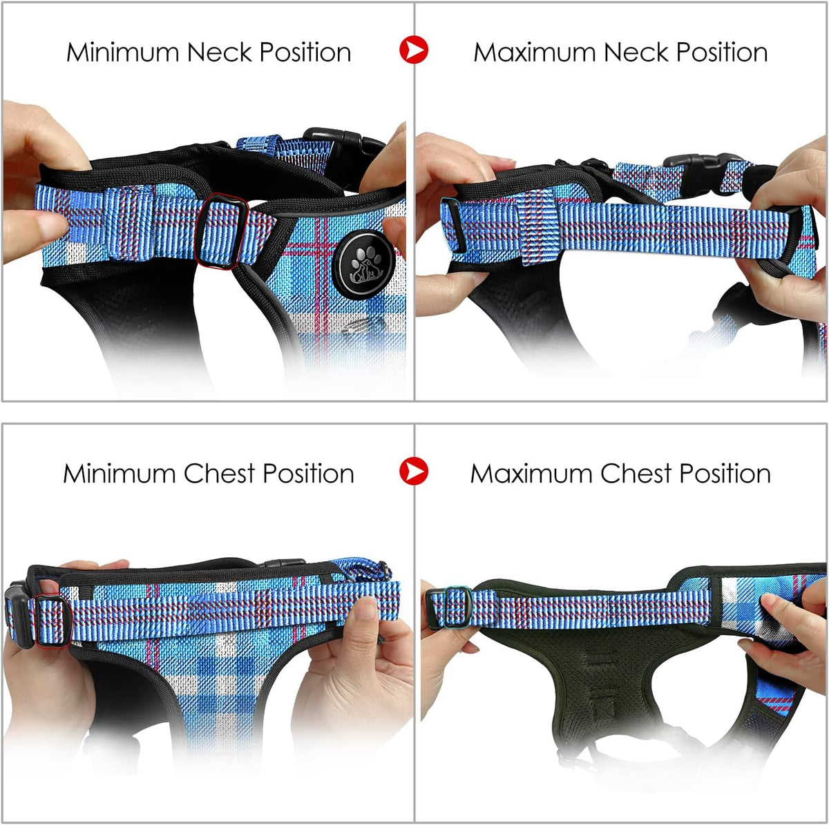 NESTROAD Dog Harness for Medium Sized Dog - Checkered Blue / Small - image 2