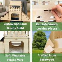 Extra Large Bunny Hideout, Wooden Rabbit Castle with Fleece Mats – Essentials for Small Pets - DIY Paint Kit - image 4