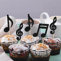 Gyufise 24Pcs Dance King Cupcake Toppers Glitter Jazz Dancers Happy - Glitter Black - image 3