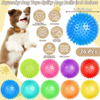 36 Pcs 2.5 in Squeaky Dog Toy Balls Spiky Dog Balls Chew Toy - 2.5in / Standard – 36 Pcs - image 2