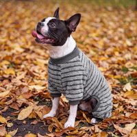 Cow Dog Sweater, Dog Winter Clothes for Small Medium Dogs Girl Boy Fleece Pet Pajamas for Winter - Stripe Grey / X-Large(Chest:18.9-21.6") - image 3