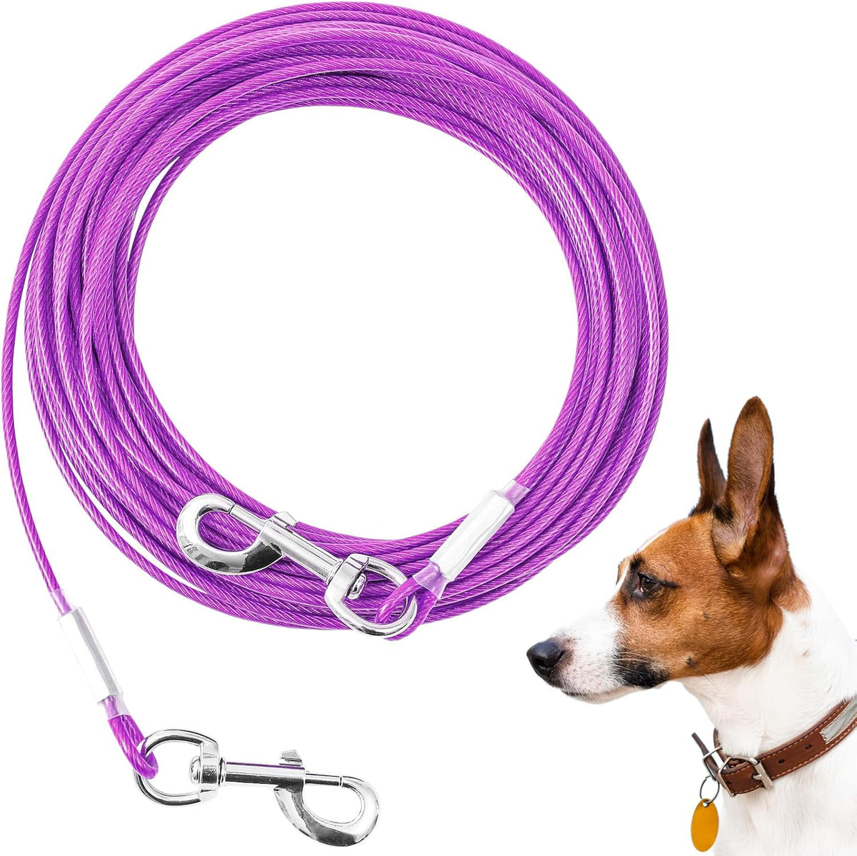 10/15/20/25FT Dog Tie Out Cable - Purple / 125Ibs 30ft
