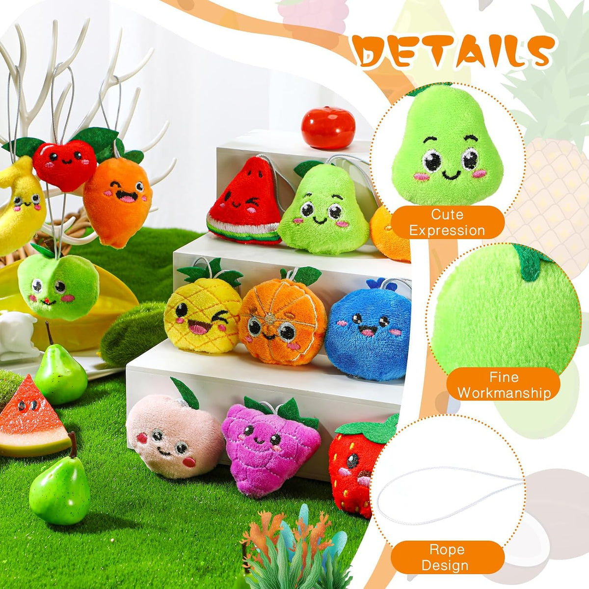 Libima 150 Pcs Mini Stuffed Animals Keychain, Plush Toys - 150 / Fruit - image 3