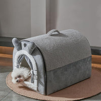 Small Dog House Indoor, Cat House with Door Curtain Design - Large(24"*17.8"*17.8")