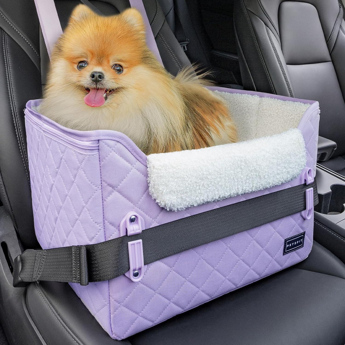 PETSFIT Dog Car Seats for Small Dogs, Patented Safety Buckles - Oxford Cloth / Lavender Purple
