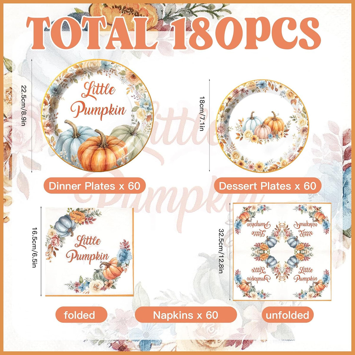 yunhuatdm 180 piece cute ghost Halloween plates and napkins set, black and white - view 23