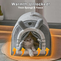 Small Dog House Indoor, Cat House with Door Curtain Design - Small(14"*12.4"*11") - image 2