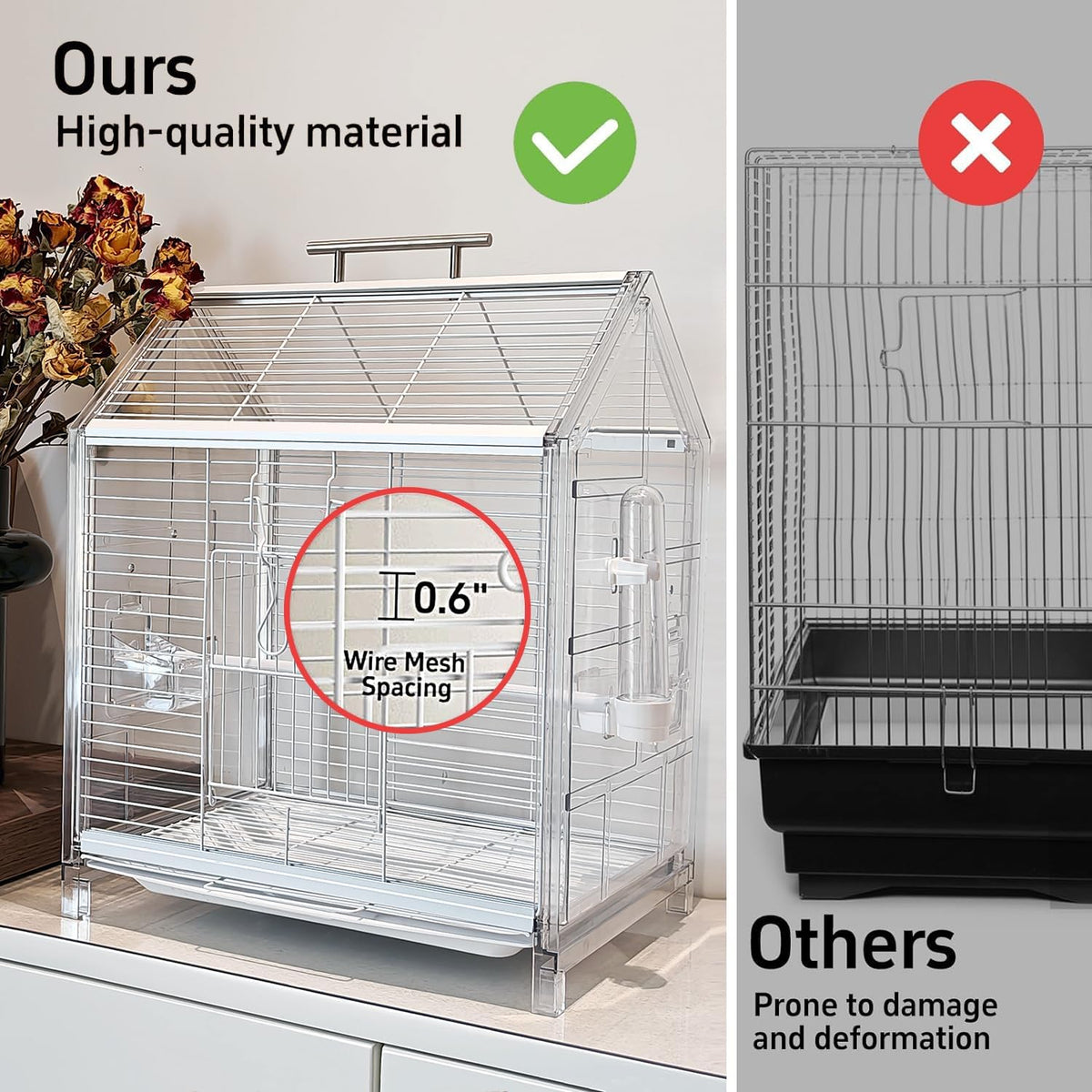 20.5 Inch Small Travel Bird Cage for Cockatiel Parakeets – Essentials for Birds - image 3