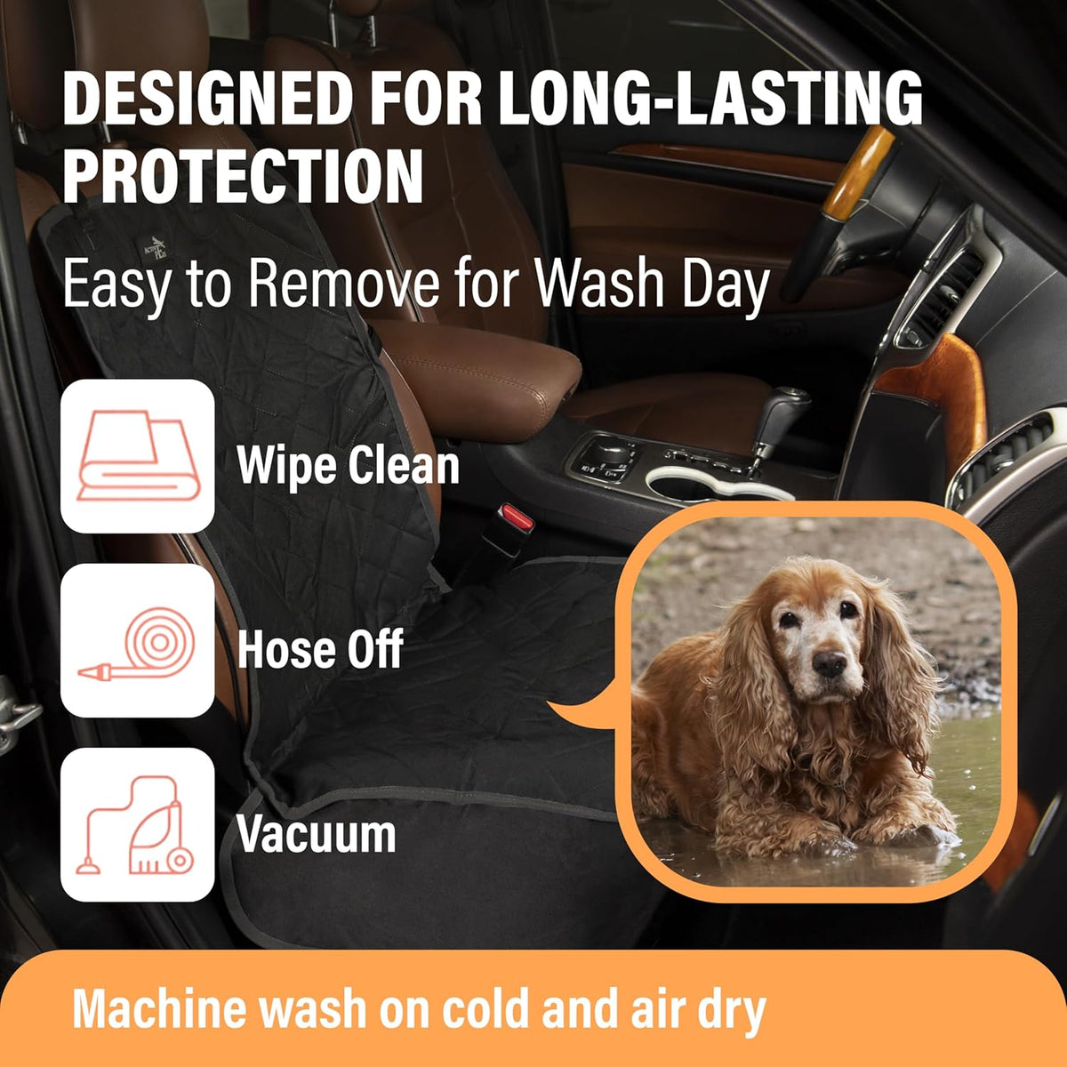 Dog Car Seat Cover, Waterproof Front Seat Protector for SUV Truck Sedan, Pet Safety Travel Comfort - Grey - image 3