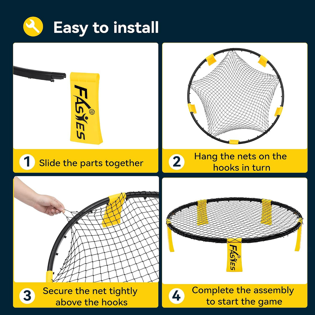 Fastes roundnet game set with round net, three balls and carrying bag - view 5