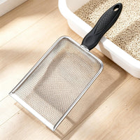 Cat Litter Scoop, Stainless Steel Cats Sturdy Mesh Scooper Kitty Metal Scooper Long Handle Scooper - 2mm fine meash cat litter scoop - image 4