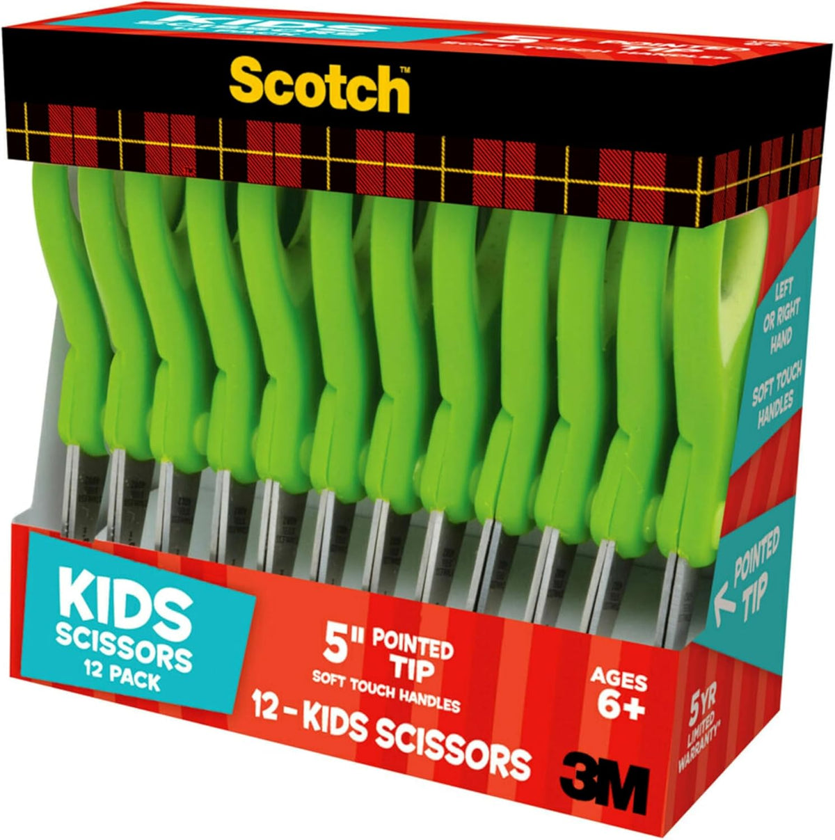 Scotch 5" Soft Touch Pointed Tip Kids Scissors, Stainless Steel - 12 count - blunt / 12 Count - image 4