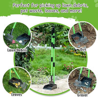 MXF Dog Pooer Scooper Set, 2 in 1 Pet Poop Scooper with Long Handle 28" Dog Poop Picker Upper and Stainless Metal Tray & Rake for Medium & Small Dogs, Heavy Duty for Grass, Dirt, Gravel