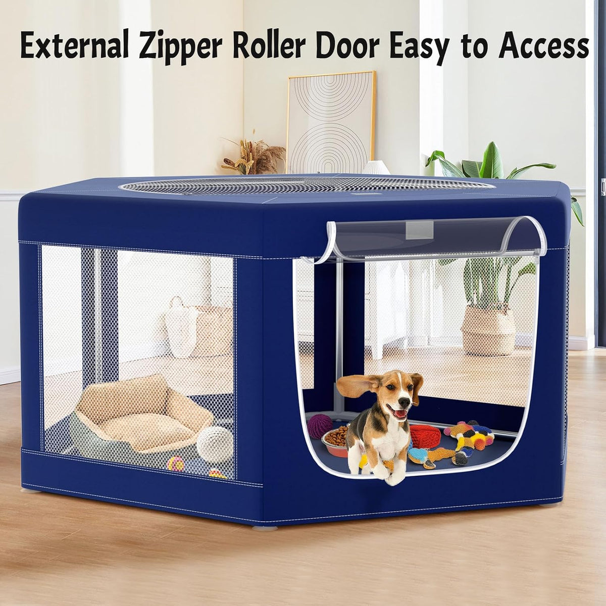 Puppy Playpen Indoor for Dog Small Pets - Blue / 40 Inch Dog playpen with top - image 2