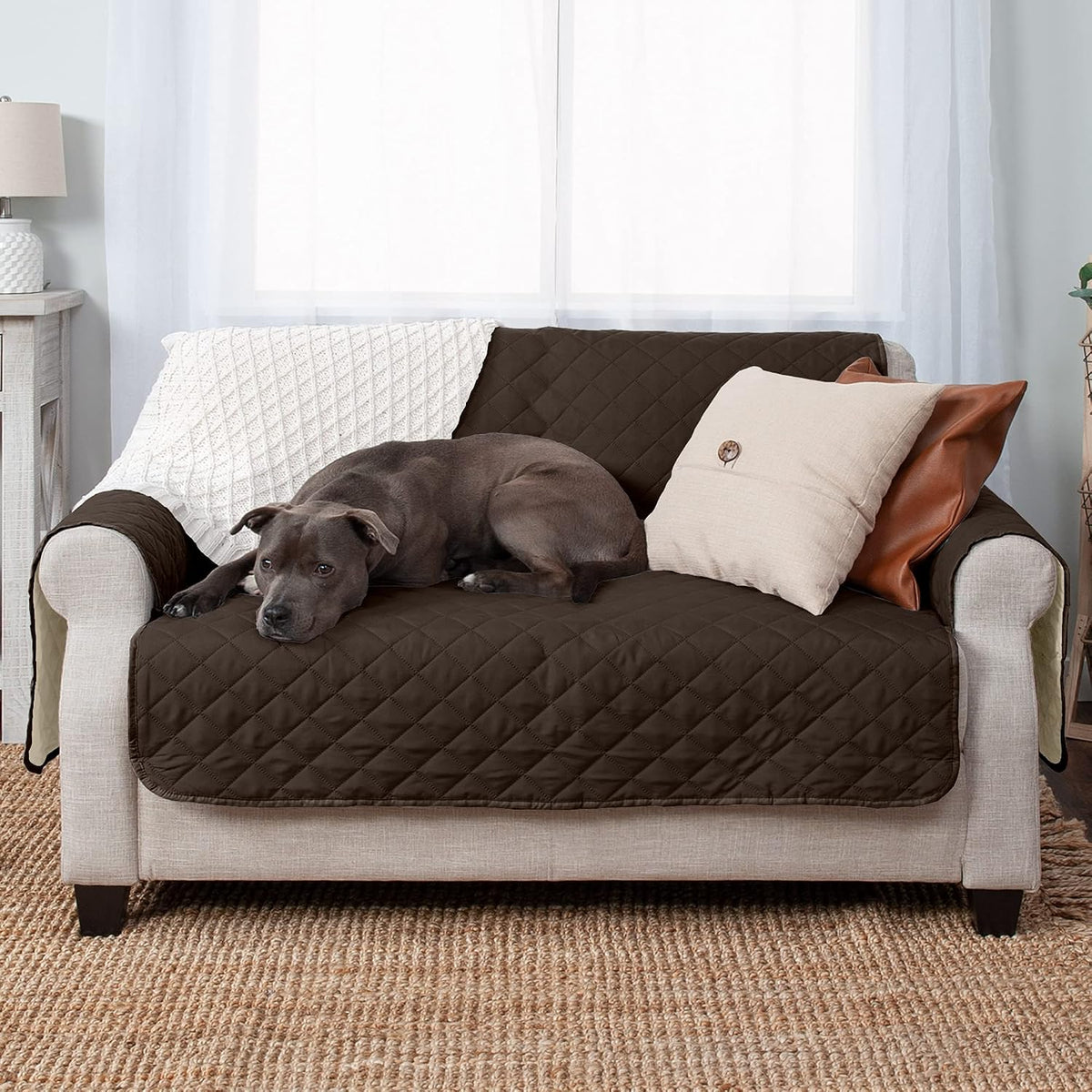 Furhaven Water-Resistant & Reversible Chair Cover Protector for Dogs - Loveseat / Espresso/Clay - image 2