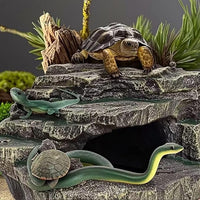 Beared Dragon Tank Accessories for Adults, Snake Hide, Reptile Tank Accessories, Perfect Natural Large Reptile Hide, Professional Turtle Basking Platform (E-Large)