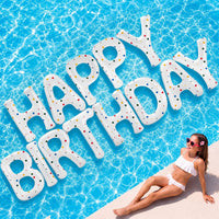 Shappy Happy Birthday Pool Floats Balloon – Fun for Kids & Family - White / 20'' / Colored Dots