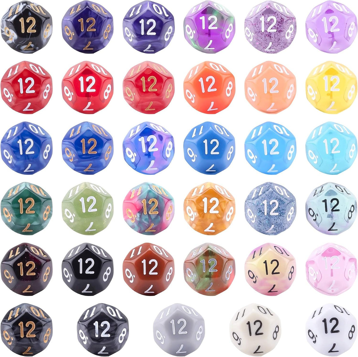 AUSTOR 35 Pieces 20 Sided Dice Polyhedral Dice Set Mixed Color Game - 12 Sideds - image 2
