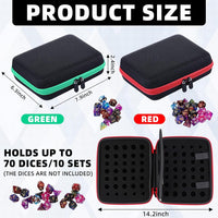 Aoriher 1 Pcs Dice Case with Removable Slotted Tray - Red,Green - image 2