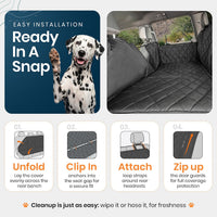 4Knines Back Seat Extender for Dogs Hard Bottom w/EZ Door Guard Grey - Black / Regular - image 2
