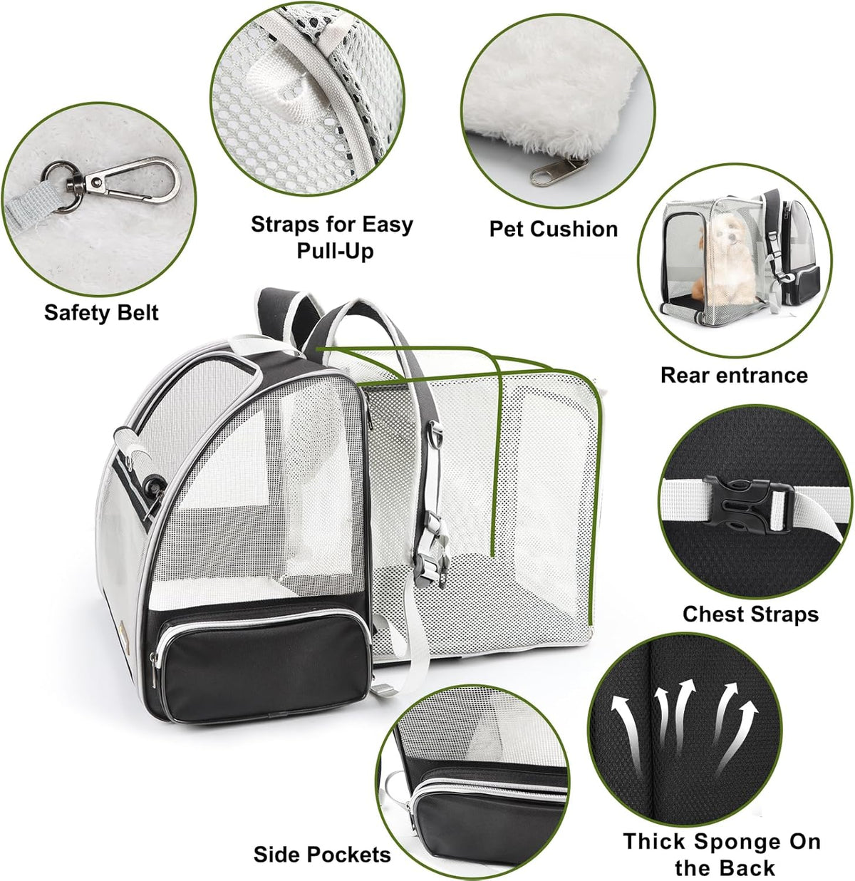 Texsens Innovative Traveler Bubble Backpack Pet Carriers for Cats - Expandable-Black - image 3