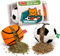 Agape Organic Catnip & Silvervine Filled Cat Toy Balls with Bell Sound – Essentials for Cats - 2 Ball Set