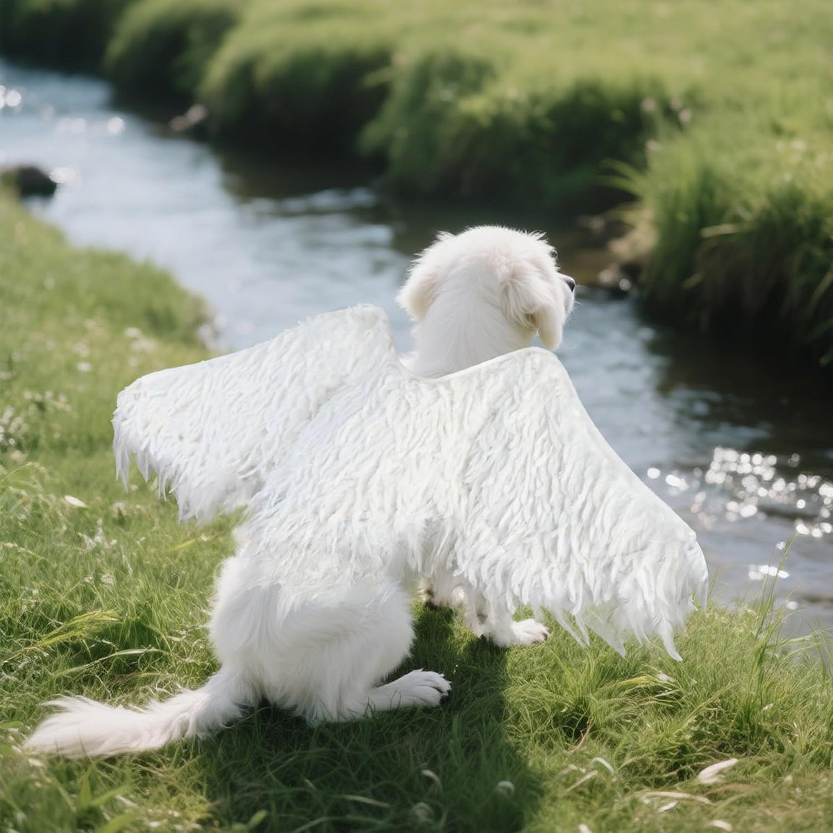Funny Pet Reindeer Moose Costumes for Dog - White feather wing / Size M - image 2
