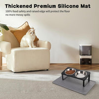 Upgraded Elevated Cat Bowls with Food Mat - Black-2Bowls(2Pack) - image 4