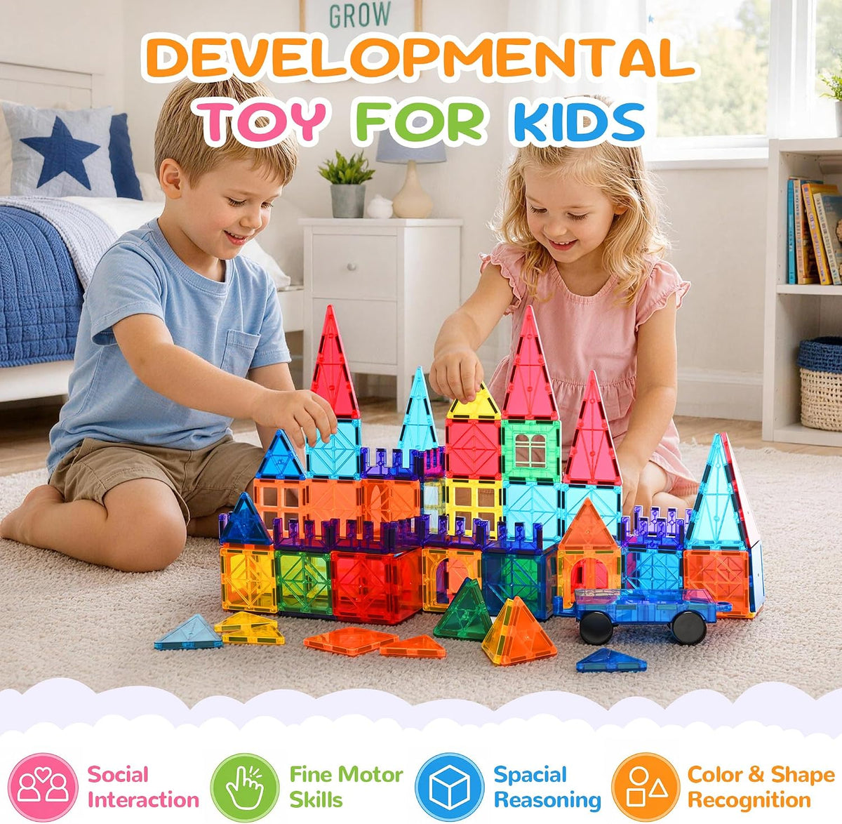 cossy 100 Pcs Magnetic Tiles - 100 Pieces - image 3