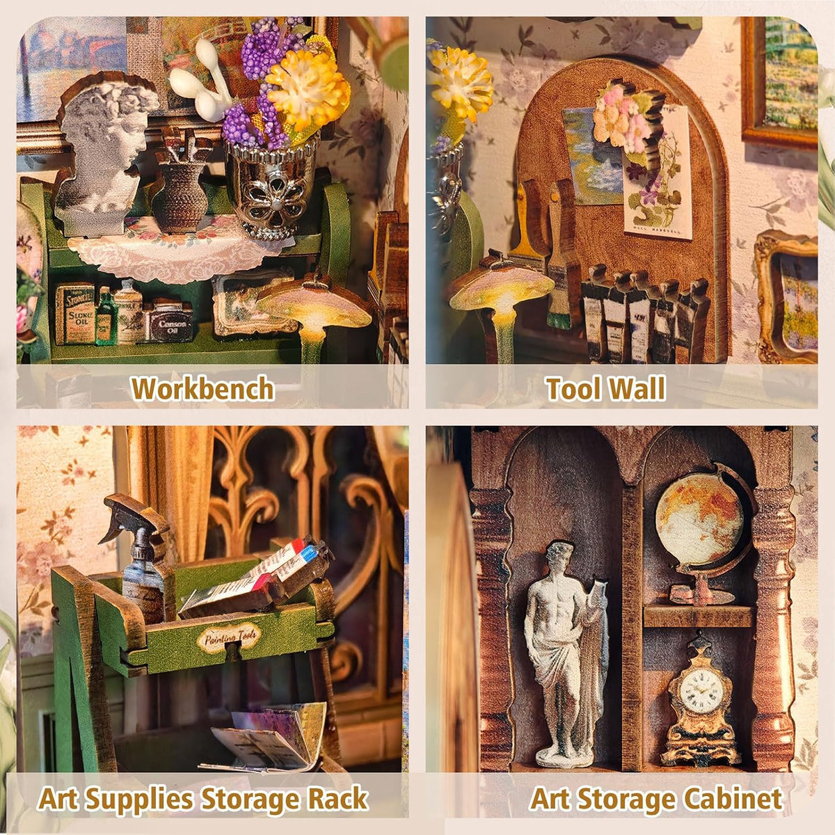 DIY Miniature House Kit, Pet Shop Book Nook Kit with LED Light - Monet's Studio - image 4