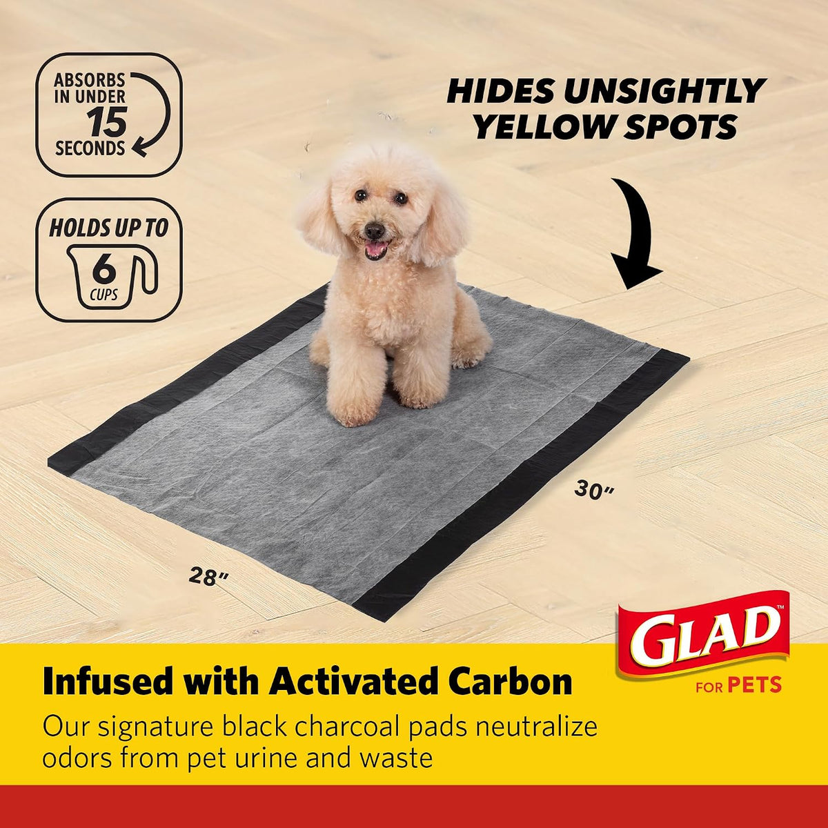 Glad for Pets, Activated Carbon Disposable, Dog Pee Pads - X-Large / 60 - image 2