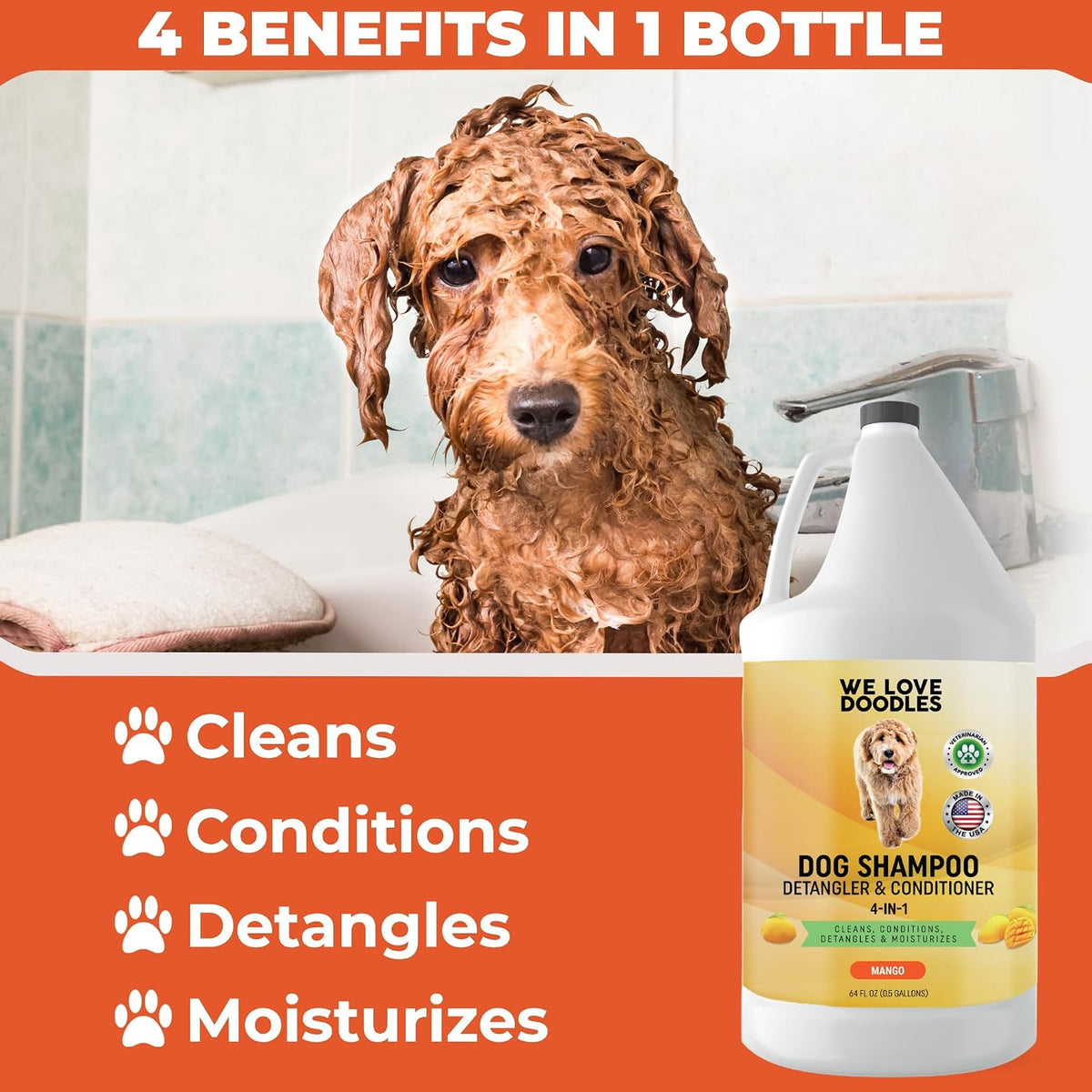 We Love Doodles Dog Shampoo Half Gallon, Cleans & Detangles - Mango - image 4