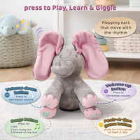 Dimple Kaia Peek-A-Boo Elephant, Interactive Singing Plush Toy - Pink Elephant - image 3