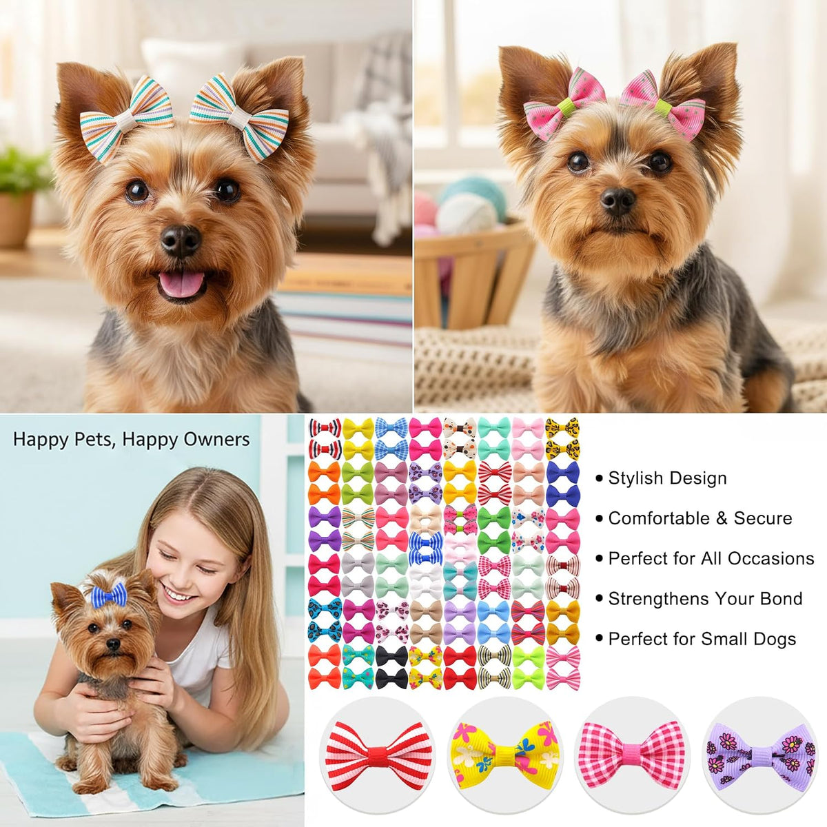 Dog Hair Bows Small Puppy Clips for Pet Grooming Accessories Doggy - 100pcs dog hair clips - image 2