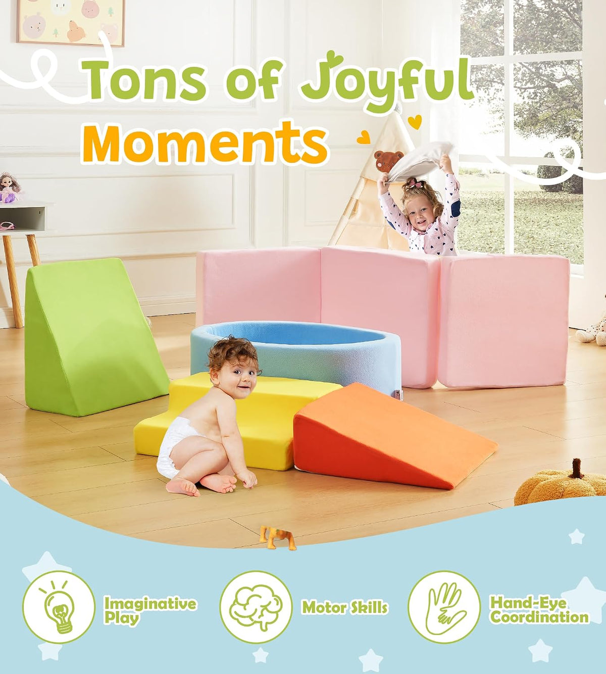 Elftopia foam climbing set with ball pit, stairs and ramps for toddlers in grey - view 18