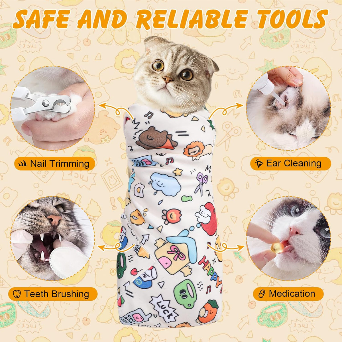 27.6 in Self-Adhesive Cat Grooming Wrap for Nail Clipping – Essentials for Cats - White / 27.6 inch - image 4