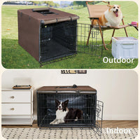 DONORO Dog Crate Cover 24 Inch Waterproof Pet Kennel Cover 600D Heavy - 24.0"L x 18.0"W x 20.0"H / Brown - image 4