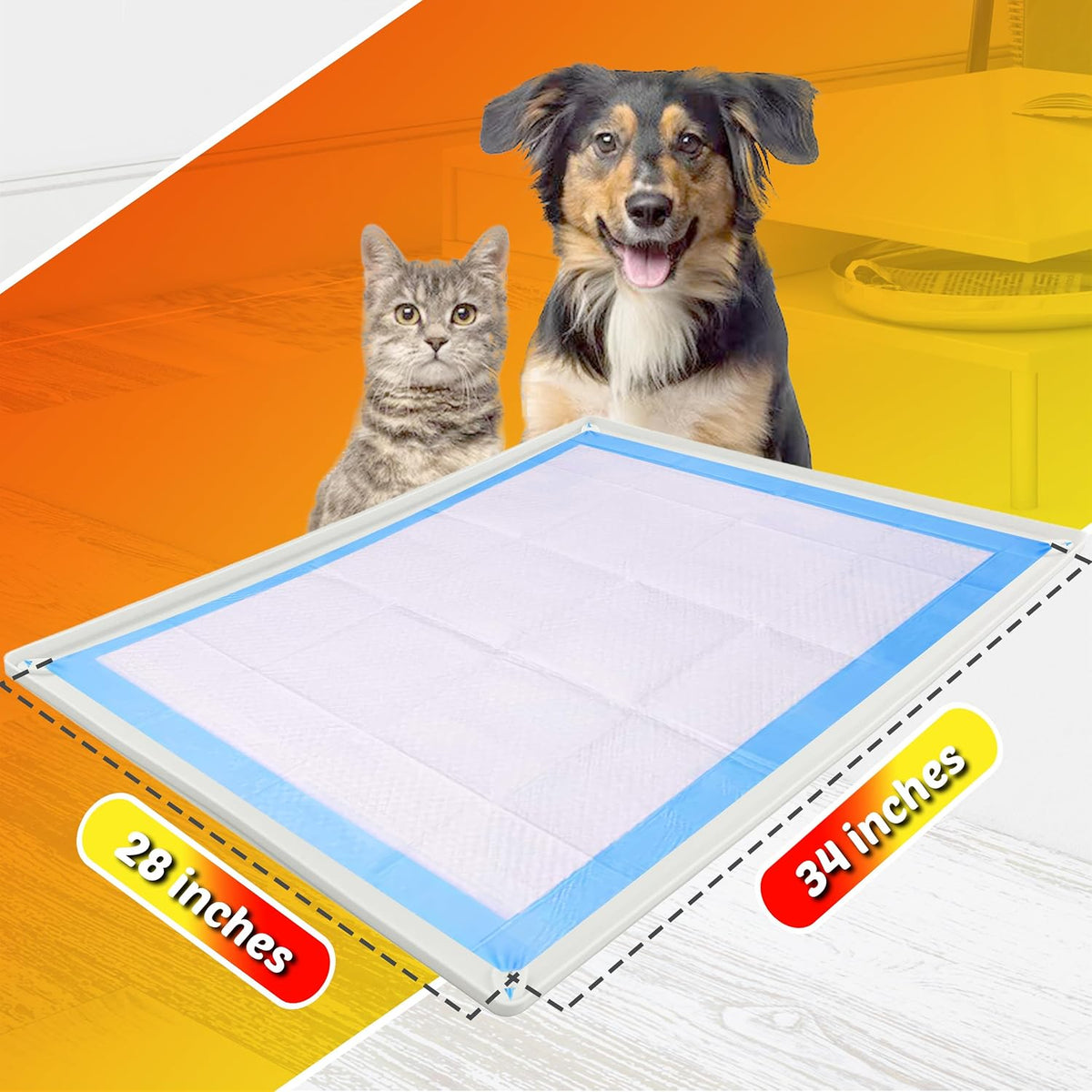 Dog Pee Pad Holder Tray Fits for 30” x 23” Pee Pads - 34 x 28 Inches / White - image 2