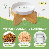 Ceramic Slow Feeder Cat Bowl 6.3" Wide – Essentials for Cats - Raised Flat Bowl (2 Pack) - image 2