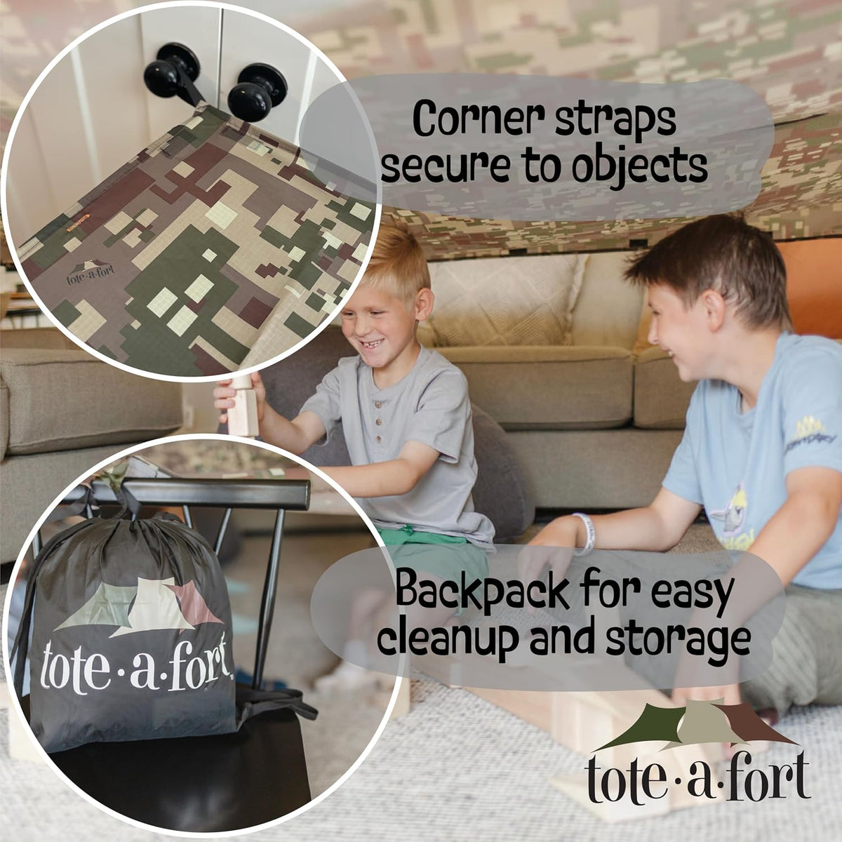 TOTEAFORT Original Blanket Fort Building Kit for Kids – Fun for Kids & Family - Camo - image 3