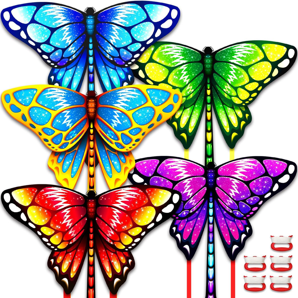Kite for Kids Ages 4-8-12 & Adults - 5Pcs Butterfly Kites